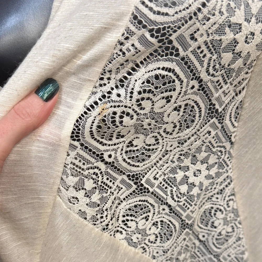 AB Studio Ivory Lace Detail Top